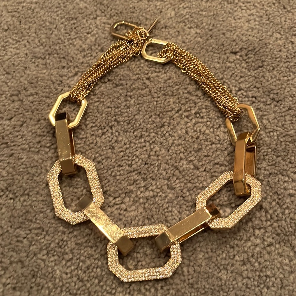 Gold Rhinestone Chain Necklace